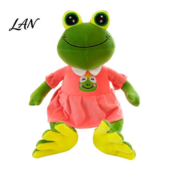 Frog Plush Toy Prince Princess Toy, Cute Stuffed Animal with Striped Shirt/Skirt, Doll Soft Pillow for Bedroom, Birthday Gift Kids Lovers Sparkly Eye