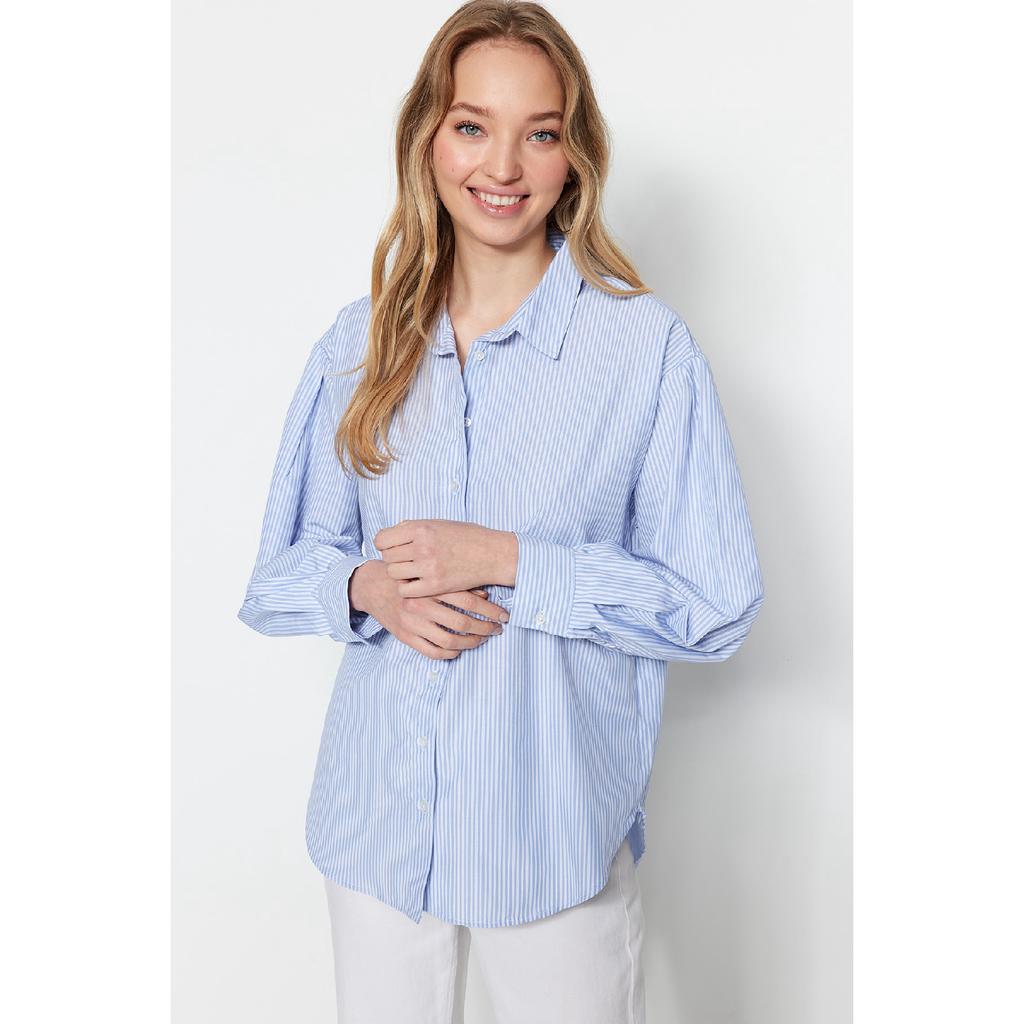 Рубашка оверсайз/широкого кроя в синюю полоску Twoss23go00144