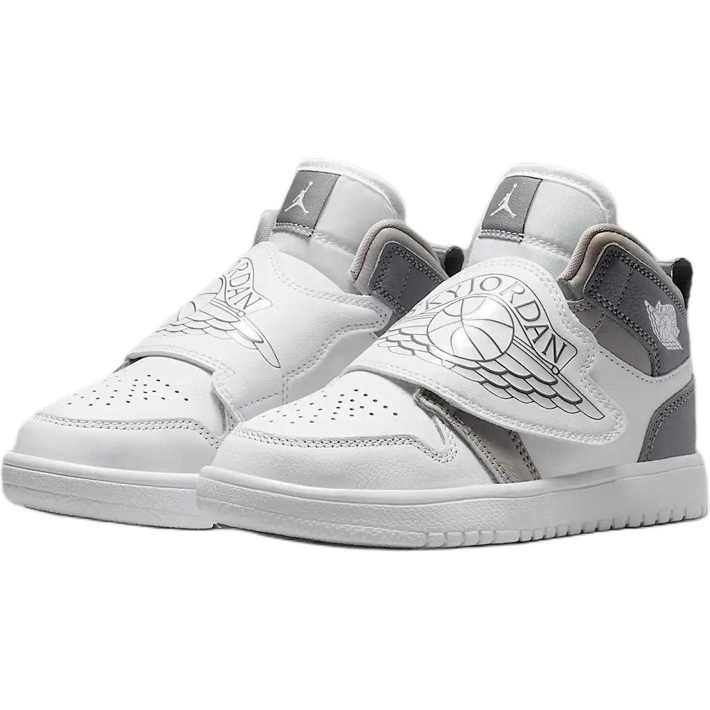 Jordan Sky Jordan 1 Кожаные Высокие Детские Скейтбордические Кроссовки Серый Белый Дети Возраст 3 7 Лет BQ7197-011