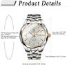 Часы Precision Steel Analog Copy Watch Men Светящиеся часы с датой и днем недели Водонепроницаемые часы с удобным для чтения циферблатом из нержавеющей стали с регулируемым уровнем, серебристые