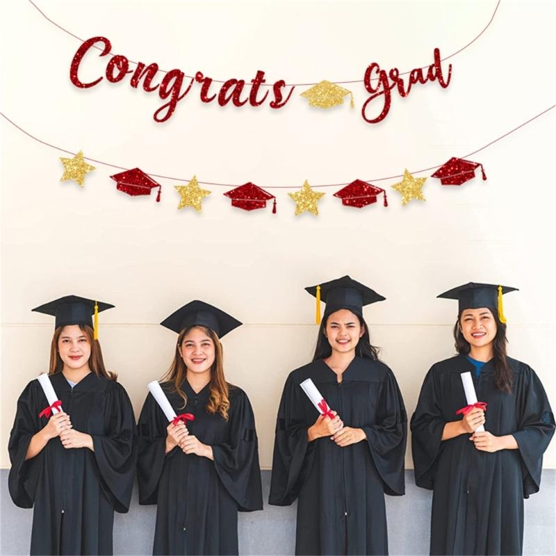 Glittering Graduation Party Hanging Decoration Congrats Grads Hanging Ornament for Class of 2025 for School Graduate