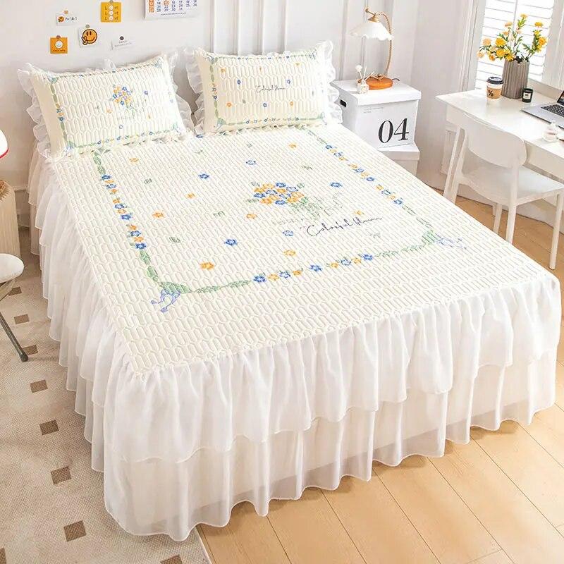 Летний крутой коврик из натурального латекса, юбка-кровать, наволочка, можно стирать в машине, кондиционер, мягкий коврик, складной нескользящий покрывало