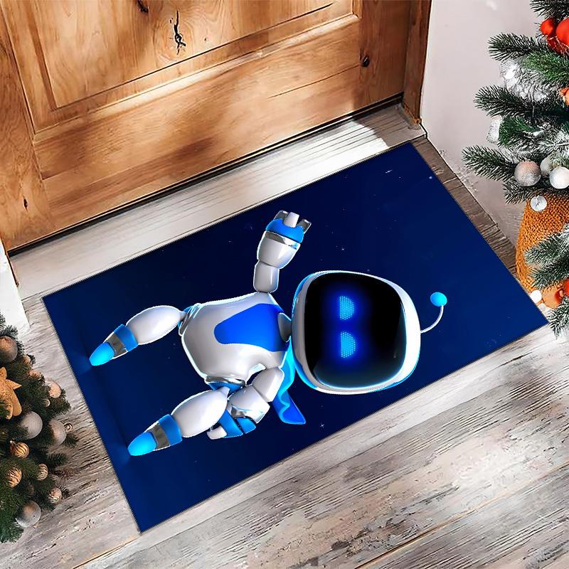 Astro bot Printed Crystal Velvet Area Rug, Soft Anti-Slip Water Absorbent Floor Mat for Living Room Bedroom