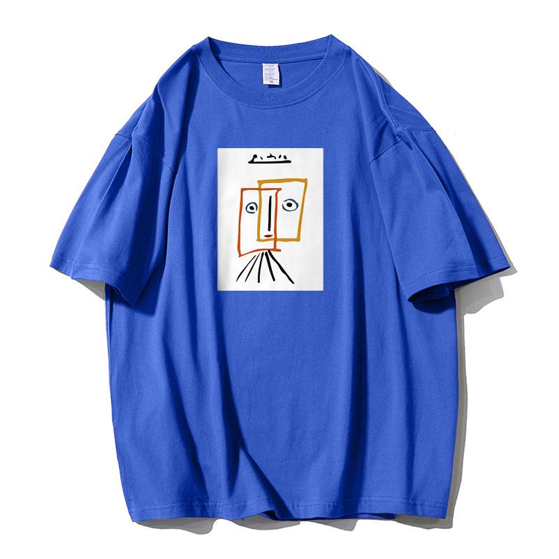 Shellsuning футболка с мультяшным принтом женская летняя модная повседневная простая простая футболка с коротким рукавом из 100% хлопка мягкие футболки женские негабаритные базовые топы для пар