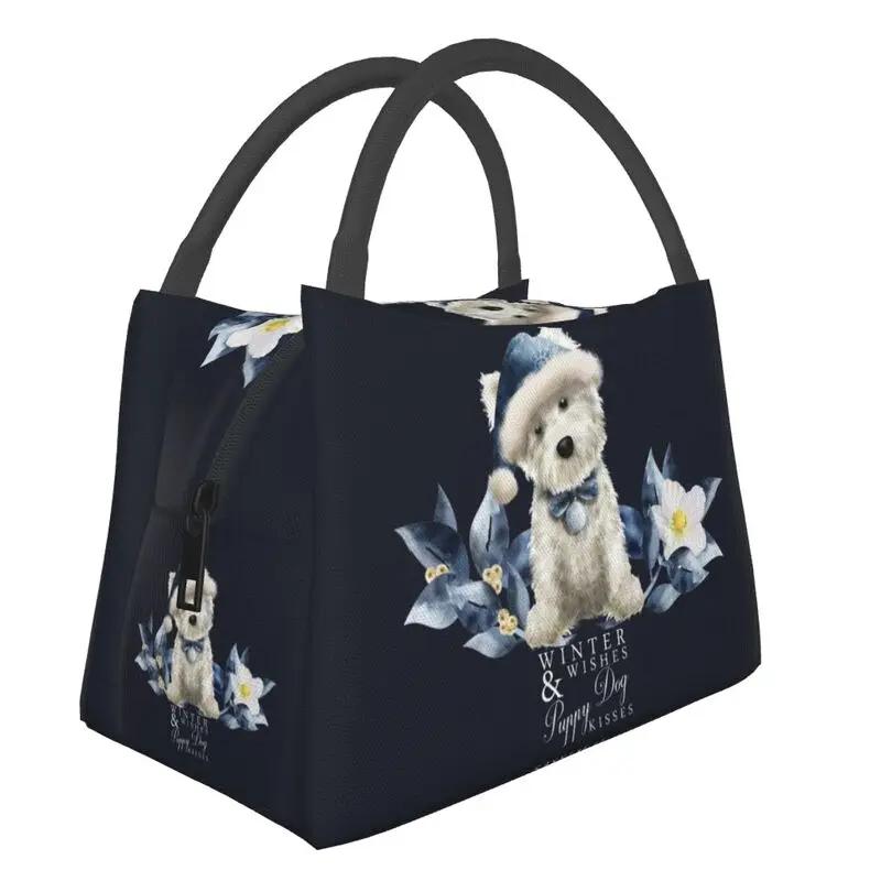 Милые вест-хайленд-уайт-терьеры, изолированные сумки для ланча для женщин, портативный охладитель для щенков Westie, термобокс для ланча на работе и пикнике