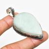 Амазонит драгоценный камень ручной работы позолоченный посеребренный 925 пробы ювелирный кулон 2.34"