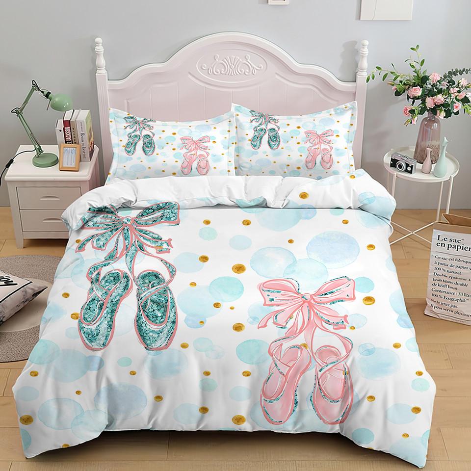 Cartoon Ballet Dancing Girl Duvet Cover Set Princess Style Twin Size Bedding Set Kids Girl Nordic Bed Cover Full Twin Queen King