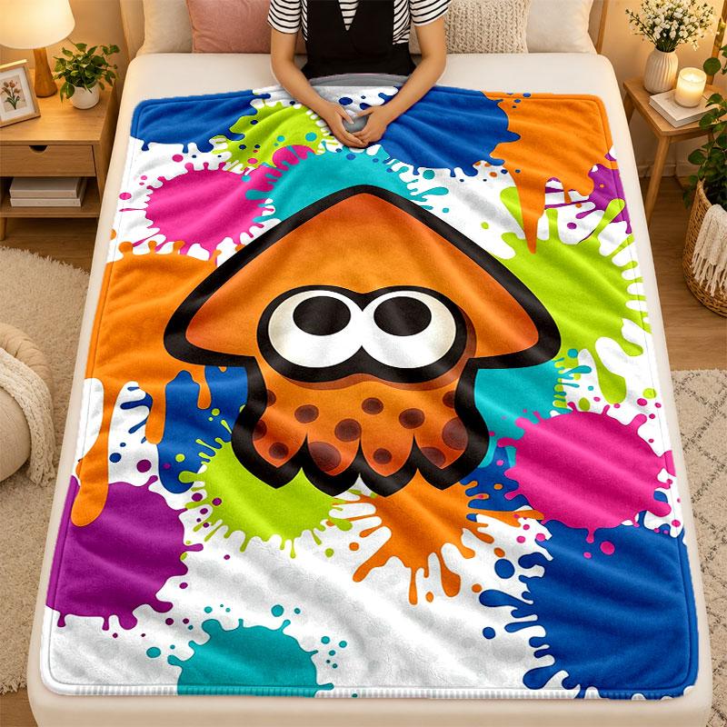 Flannel BlanketSplatoon Warm Soft Throw Blanket for Indoor Sofa Bed Living Room Use