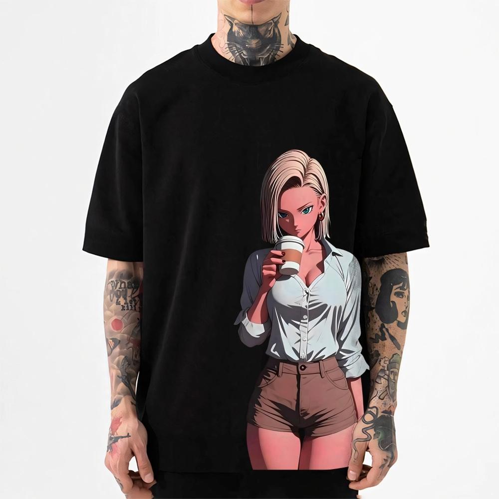 Dragon Ball Android 18 Классическая футболка в японском стиле Высококачественная уличная одежда Мужская одежда Женская одежда 2026 Лето Новая футболка