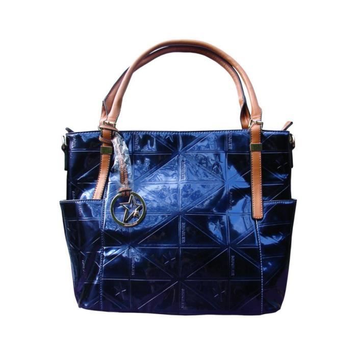 Shopping Bag - Thierry Mugler - Caprice 3 - Midnight Blue - Patent Faux Leather - Adjustable Shoulder Strap