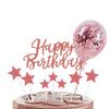 Happy Birthday Cake Toppers DIY Confetti Balloon Cake Decor Star Heart Cupcake Flag for Birthday Party Dessert Baking Decoration