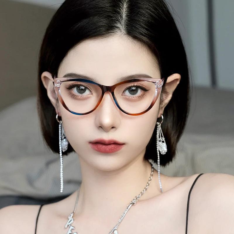 Cat Eye Myopia Glasses for Women Anti Blue Light Fashion Glasses HD Vintage Lenses Computer Glasses