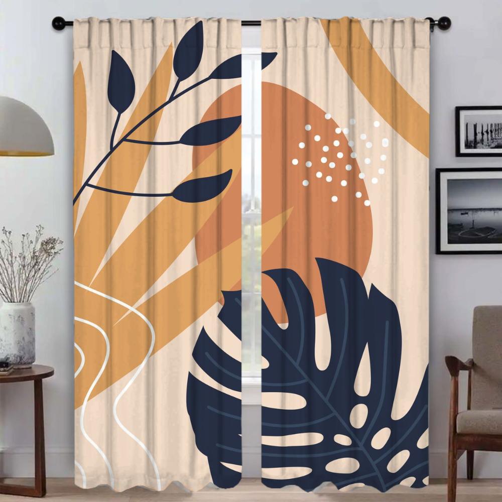 Kitchen Curtains for Camera Abstract Line Pattern Blackout Curtain for Room 2 Panel Blinds Halloween Decoration Partition Shades