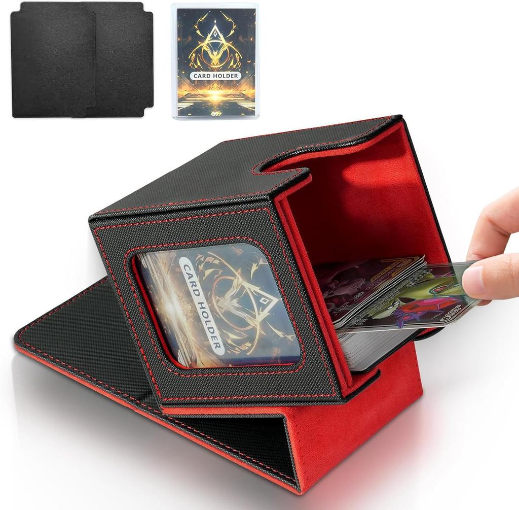 100+ Load Trading Card Deck Box for MTG Commander Display with 2 Dividers Game Sports Card Storage Box PU Magnet Deck Case