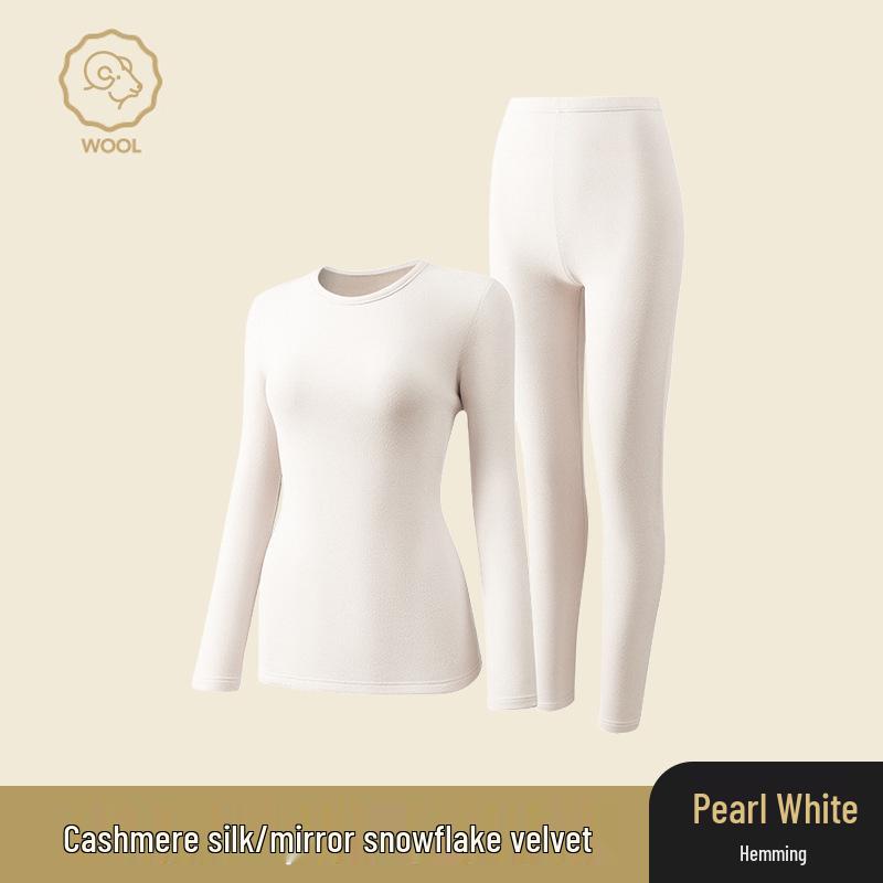 Термобелье из немецкого кашемира и шелка: Унисекс бесшовный комплект с круглым вырезом для осени и зимы