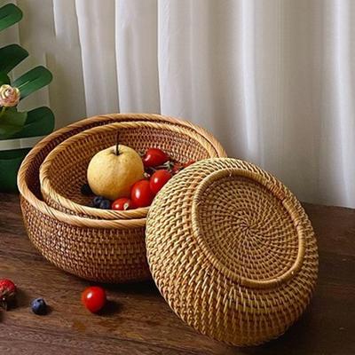 Плетеная вручную корзина для цветов, блюда для хранения продуктов, натуральная простота, ротанговая корзина для хранения для дома, кухонные аксессуары для хранения