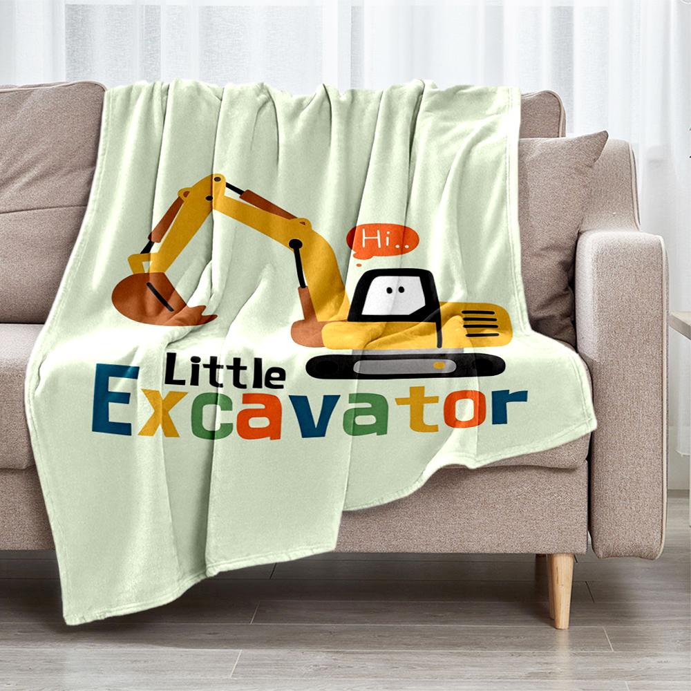 excavator Theme Printed Blanket - Perfect for Couch, Bed, Travel & Outdoor Use | Machine Washable, Cozy & Durable.