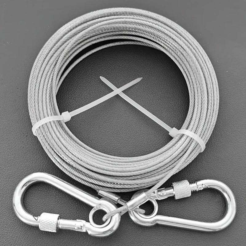 460/900/1500 Stainless Double Steel Heavy-Duty Reflective Dog Tie-Out Cable Capacity with Swivel Snap Hooks - Ideal for Outdoor