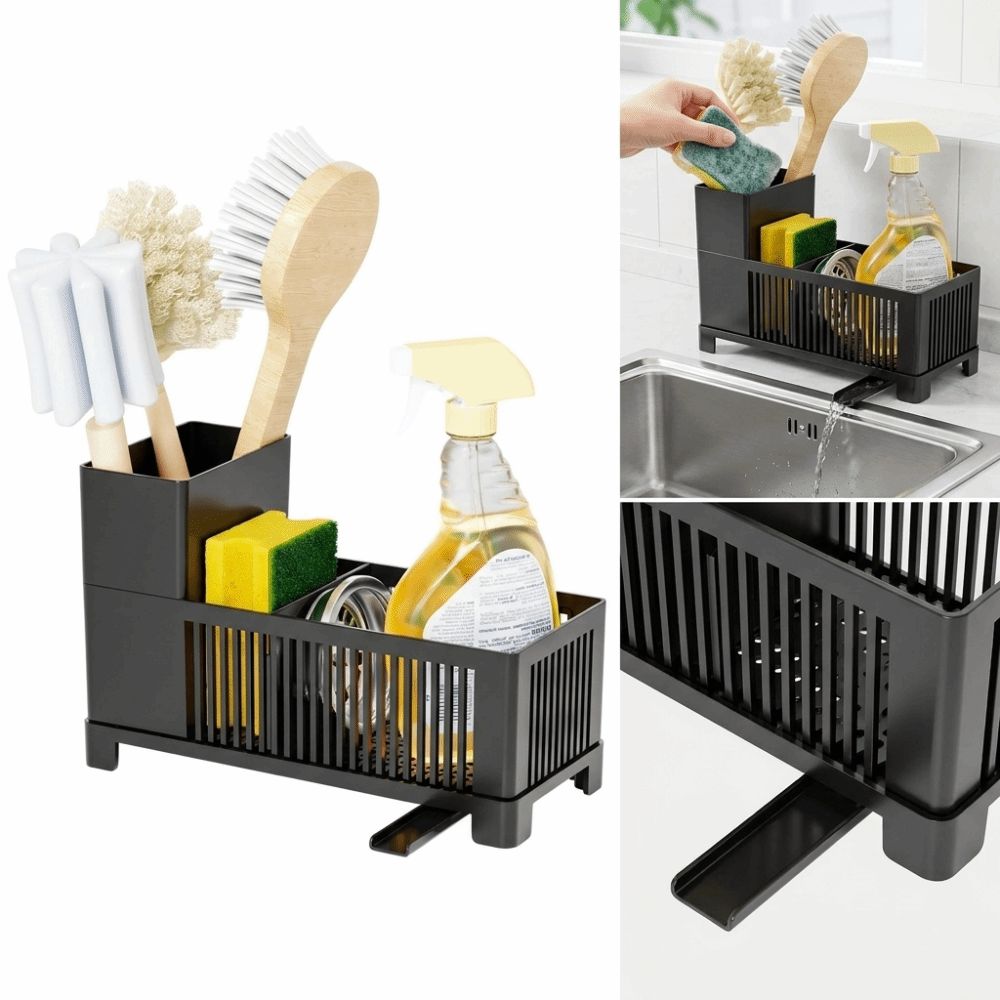 Plastic Kitchen Sink Organizer Drying Dish Soap Dispenser Holder Sponge Holder Kitchen