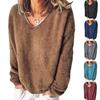 Autumn And Winter Velvet Shirt V-neck Long-sleeved Loose T-shirt Sweater