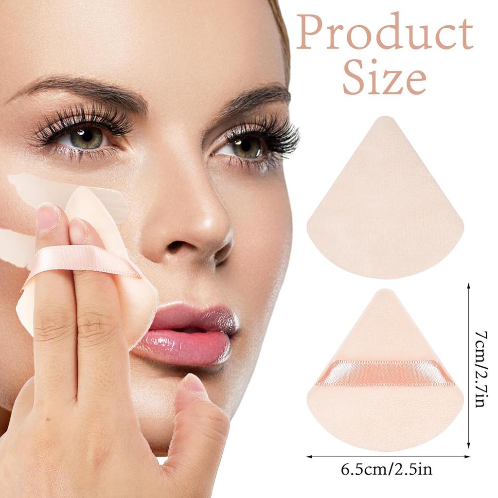 10 Pcs Triangle Powder Puff, Soft Face Powder Puffs Beauty Sponge Makeup Velour Puff Beauty Makeup Tools for Loose Powder and Cosmetic Foundation