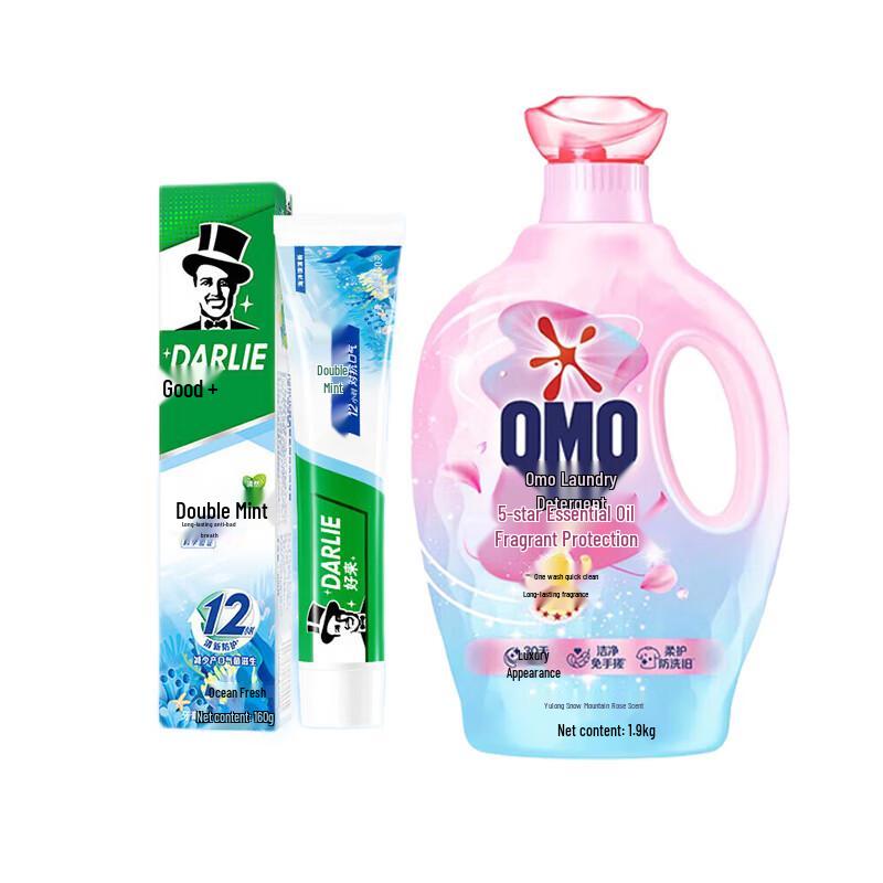 Набор: Зубная паста Darley Double Mint и стиральный порошок Omo