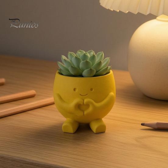 Мини-горшок для цветов, 3D-печать, милые горшки с улыбкой для растений, кашпо для суккулентов для комнатных растений, настольный контейнер, забавный маленький цветочный горшок, уникальное кашпо