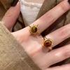 1PC Gold Sunflower Haute Couture Finger Ring Vintage Tiger'S Eye Ring Niche Design Light Luxury Jewellery New Multi Styles