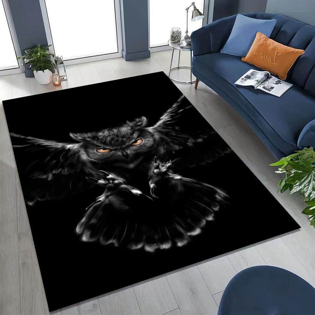 2026 New Mysterious Owl Colorful Cartoon Birds Rug for Bedroom Living Room Sofa Home Doormat Decor,Large Kid Non-slip Floor Mat