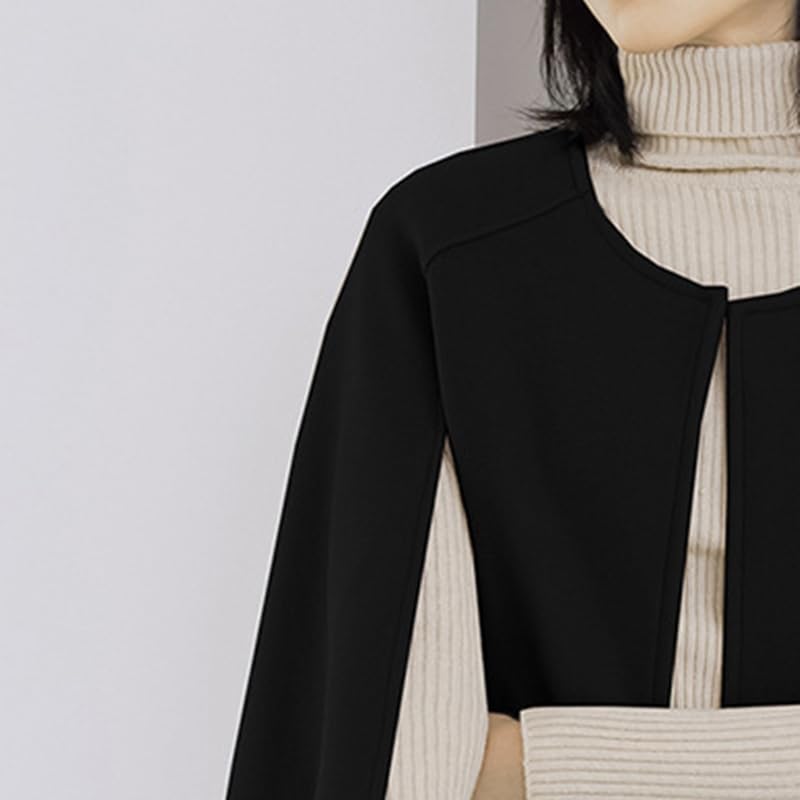 Cape Body Korean Autumn [88flix] Coat, Cloak, Poncho, Outerwear, Covering, Fashion, Poncho, Loose, Winter, (Black)