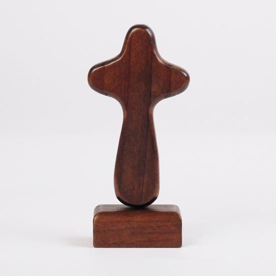 Wooden Cross Decoration with Magnetic Base Handmade Faith Prayer Cross Home Office Bookshelf Desktop Decoration Ornament