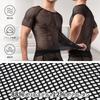Amy Coulee Mesh Tank Short Solid Loungewear Men's See-Through Top, Sleeve, Sheer, Color, Quick-Drying, Fitness, (208-D-Black, XL)