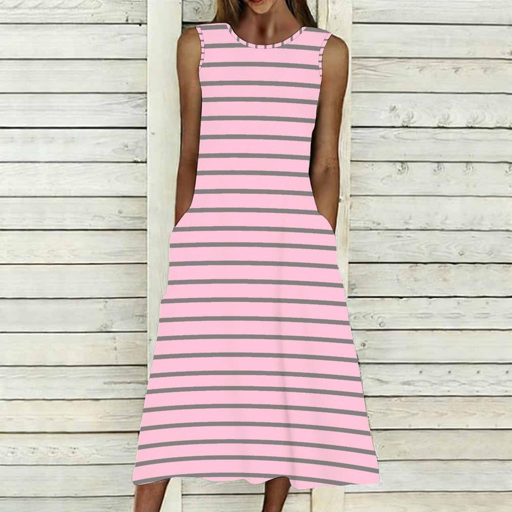 Женское оверсайз платье без рукавов с круглым вырезом Потрясающее платье с тропическим букетом, свободного кроя, средней длины
