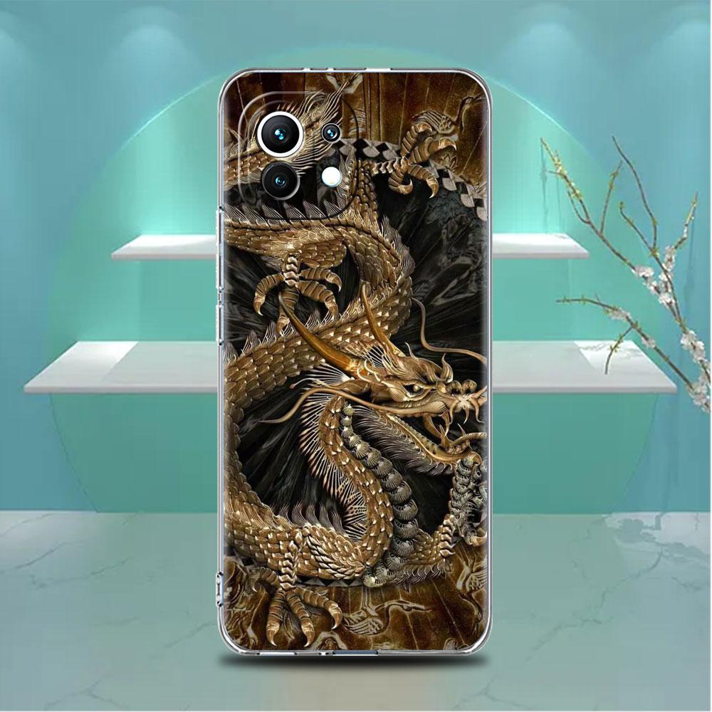 Прозрачный чехол для Xiaomi Mi Poco X3 NFC M3 Pro F3 F1 11 Lite 12 Note 10 11T 9T, прозрачный чехол для телефона с изображением дракона