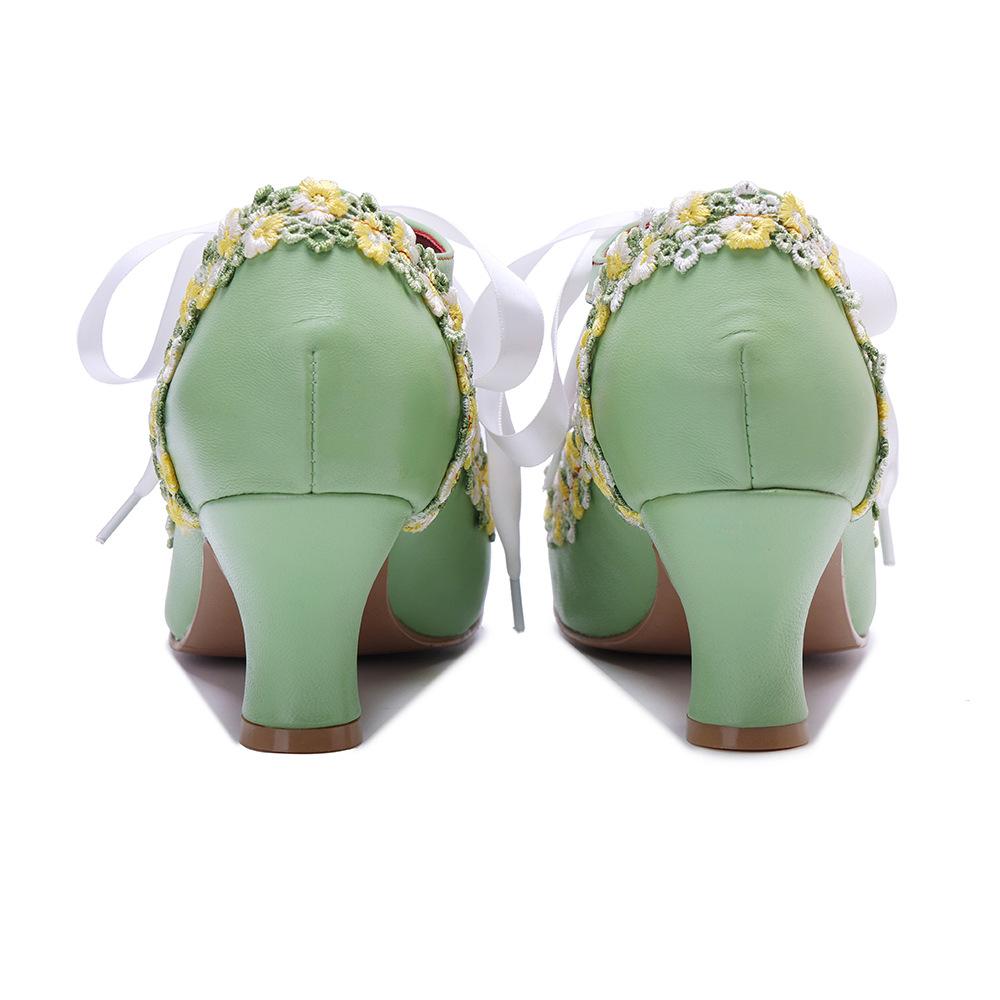 Johnature Туфли-лодочки ручной работы из натуральной кожи женские туфли ретро кружева Мэри Джейн туфли на высоком каблуке