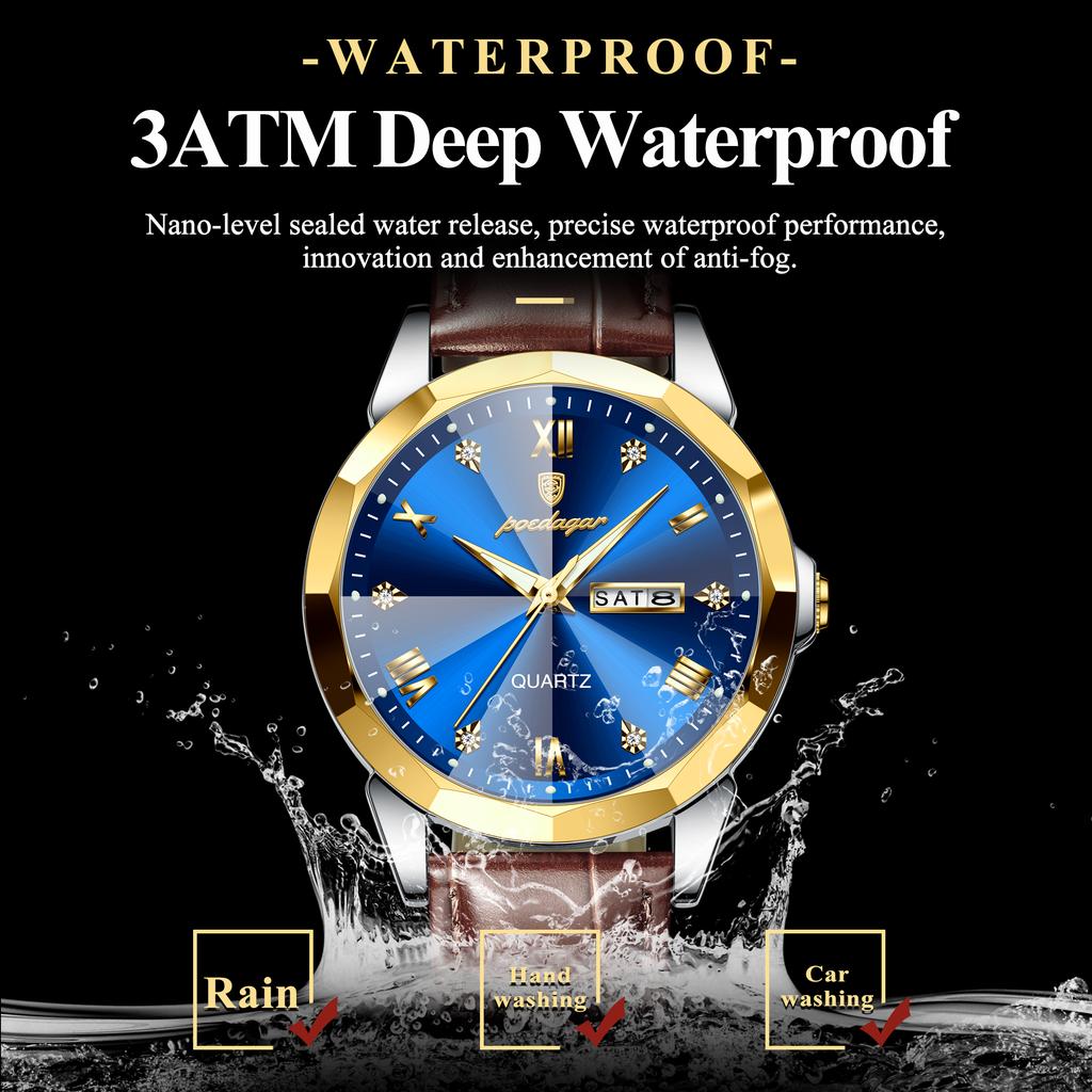 New Leather Business Watch Men Warterproof Sports Mens Watch Top Brand Luxury Clock Male Quartz Wristwatch