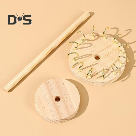 Standing Necklace Holder Jewelry Organizer with Hooks Wooden Base Headband Organizer Display Stand for Girls Necklaces Bracelets