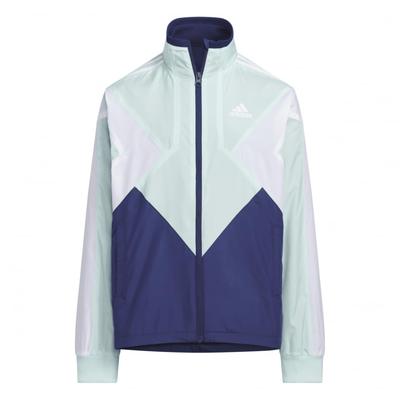 Adidas RDY Wind Color Block Трикотажный тканый тренировочный костюм изумрудно-зеленый x темно-синий Ветер. Куртка свободного кроя, Топ, Детская спортивная одежда, Юниоры, Дети, 160 см,