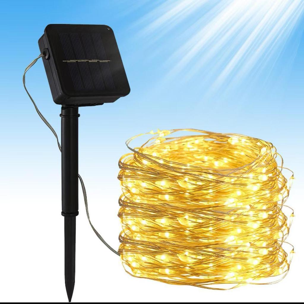 Светодиодный солнечный медный провод Happy Birthday Декоративный уличный дворовый светильник с 8 функциями