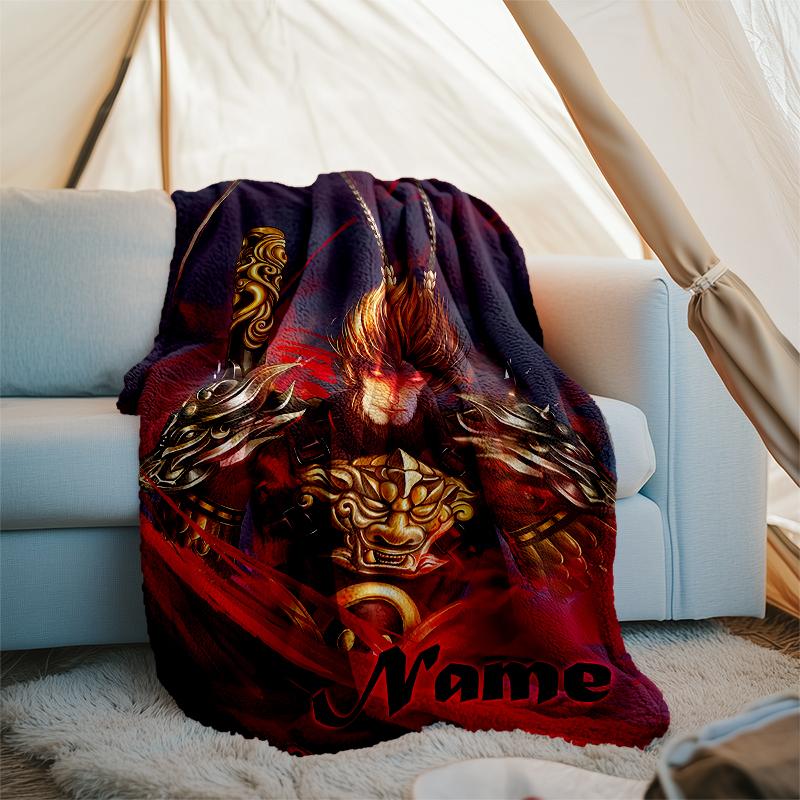 Personalized Custom Name Blanket - Black Myth Wukong Game Print Design,Blanket for Sofa,Bed,Travel,Camping - Soft and Warm, Great Gift