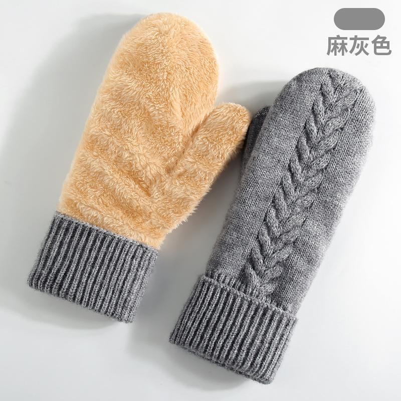 New Winter Thermal Gloves Women's Fleece Thickened Mittens Cycling Skiing Wool, Bag Cover Knitted Gloves