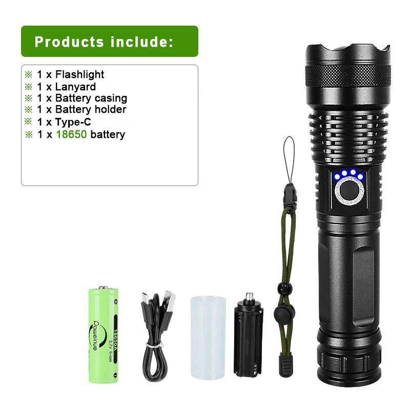 Новые супер фонарики, сверхмощный фонарик, USB аккумуляторная вспышка, 8000 мАч, светодиодный фонарик, зум-фонарь