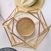 Gold Candle Holder Rhombus Shape Romantic Candle Essential Oil Burner Purifying Air Non-toxic Tealight Holder Yoga Studio