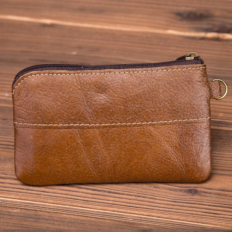 Cowhide Zipper Bag Retro Simple Coin Bag Storage Mini Bag
