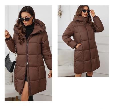 Женский длинный тонкий теплый зимний пуховик с капюшоном, верхняя одежда, ватные парки с хлопковой подкладкой