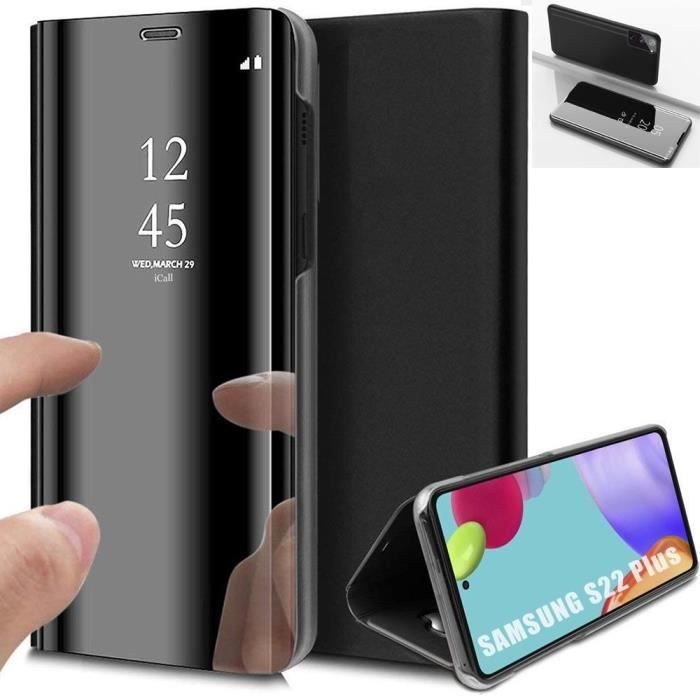 Coque de protection intégrale - PROSHOP - pour Samsung S22 Plus - Noir - Effet Miroir - Anti-Choc