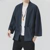 Men's Summer Linen Kimono Cardigan - Three-Quarter Sleeve Robe Cape