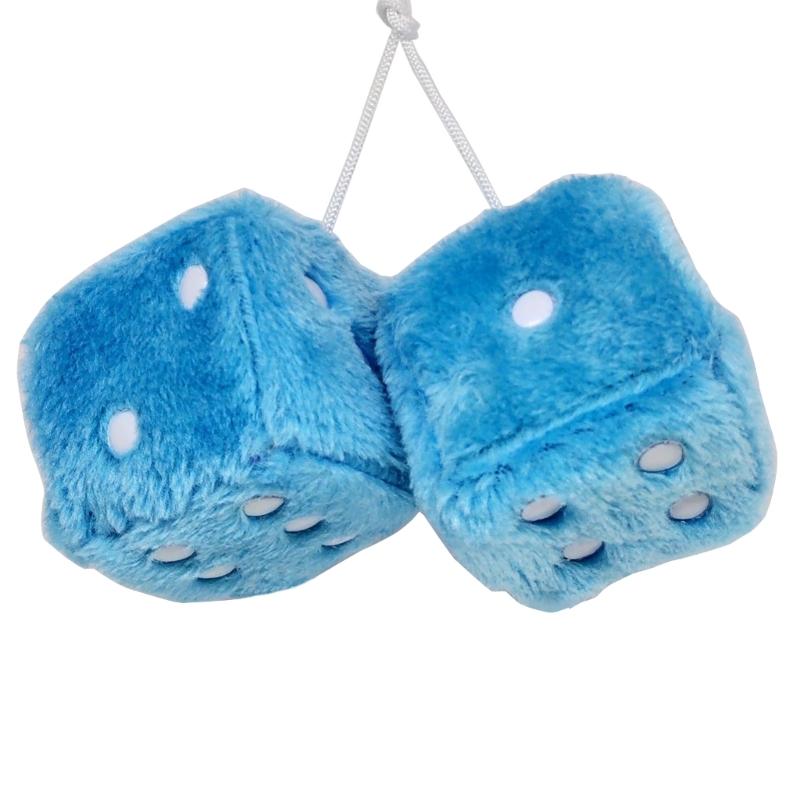 Hanging Dice 3-inch Retro Square Mirror Hanging Couple Fuzzy Plush Dice with Dots For Car Interior Ornament Decorations