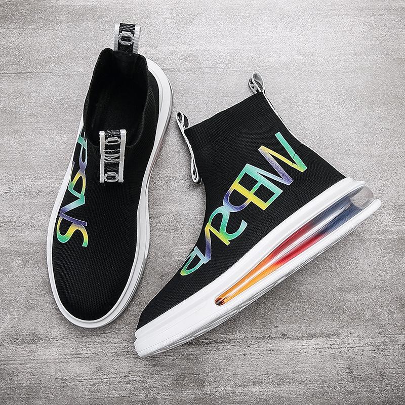 Мужские высокие носки, обувь, летняя дышащая модная обувь с плетением из мух, мягкая подошва с воздушной подушкой, соответствие модным тенденциям. Прямая трансляция в Гонконге