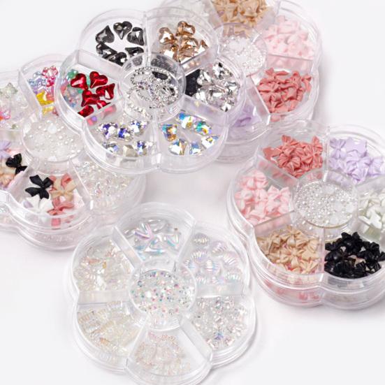 1 коробка Стразы Искусство Не Декор Трехмерный Ногтей Падающий DIY Лук Медведь Смешанное Сердце Слива